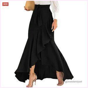 Women's Plaid Mermaid Maxi Skirt with Ruffle Hem, A-Line Fit, Casual Wear